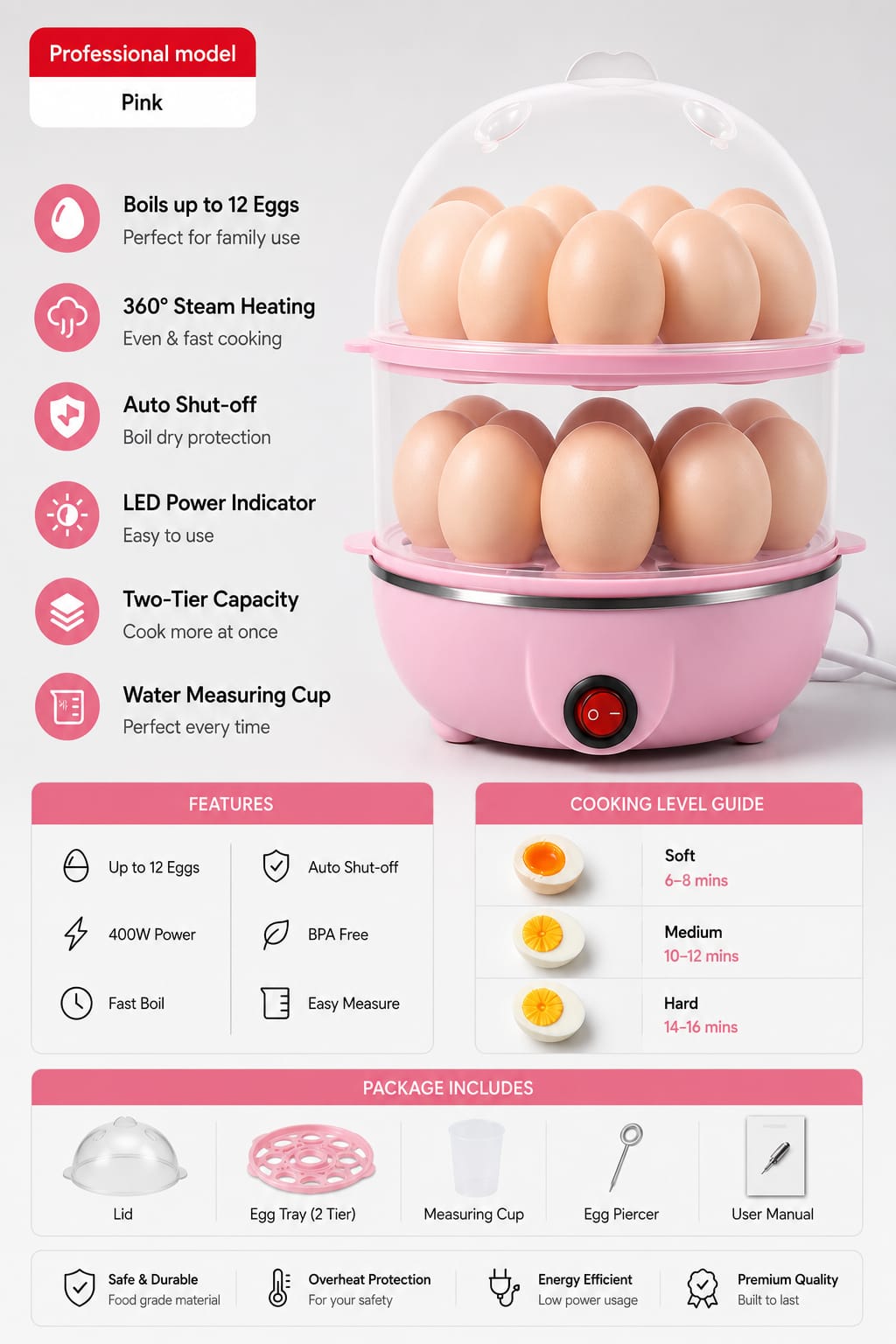12-Egg Electric Egg Boiler