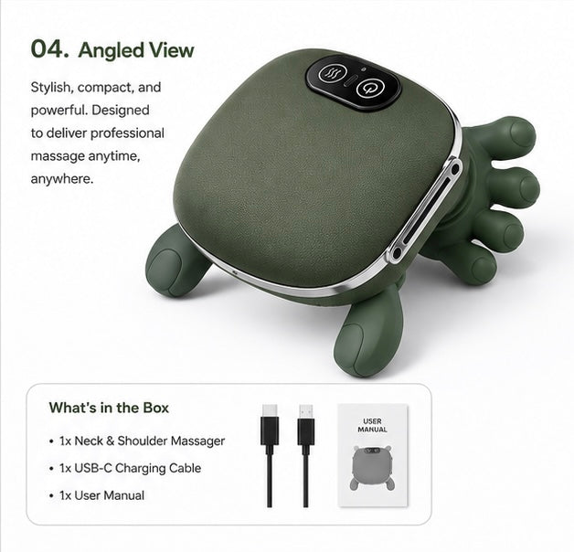 Bionic Heated Massager, Wireless Portable Shiatsu Neck and Back Massager